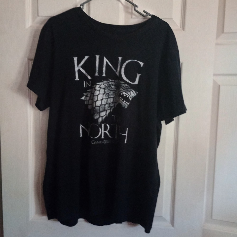 Black Graphic King In The North GOT T-Shirt Size 2XL
